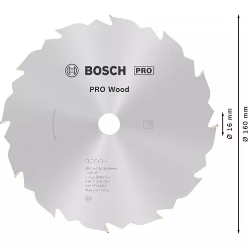 BOSCH Kotúč PRO Wood na drevo pre okružné píly, 160 x 2,2 x 16 mm (5)