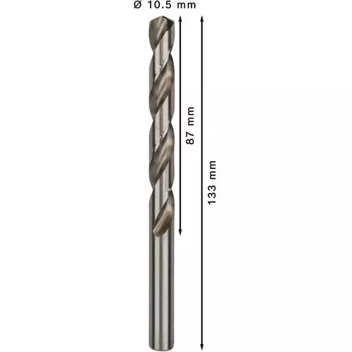 BOSCH Špirálový vrták PRE Metal HSS-G štandardnej dĺžky, 10,5 × 87 × 133 mm, 5 ks