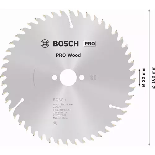 BOSCH Kotúč PRO Wood na drevo pre okružné píly, 160 x 1,8 x 20 mm (5)