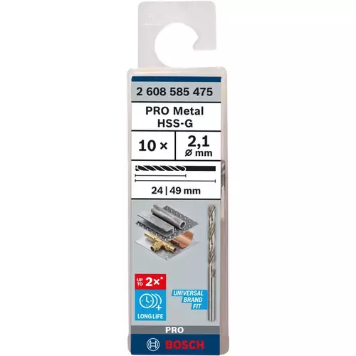 BOSCH Špirálový vrták PRE Metal HSS-G štandardnej dĺžky, 2,1 × 24 × 49 mm, 10 ks (3)