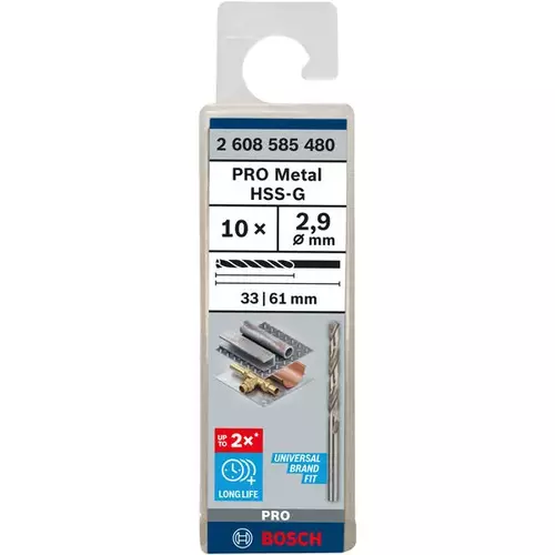 BOSCH Špirálový vrták PRE Metal HSS-G štandardnej dĺžky, 2,9 × 33 × 61 mm, 10 ks (3)