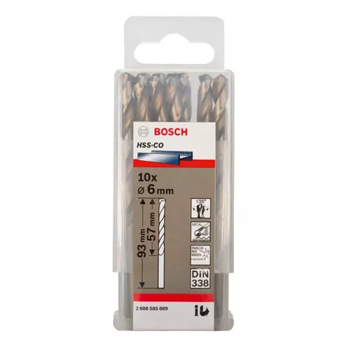 BOSCH Špirálový vrták do kovu PRO Stainless Steel HSS-Co, 6 × 57 × 93 mm, 10 ks (19)