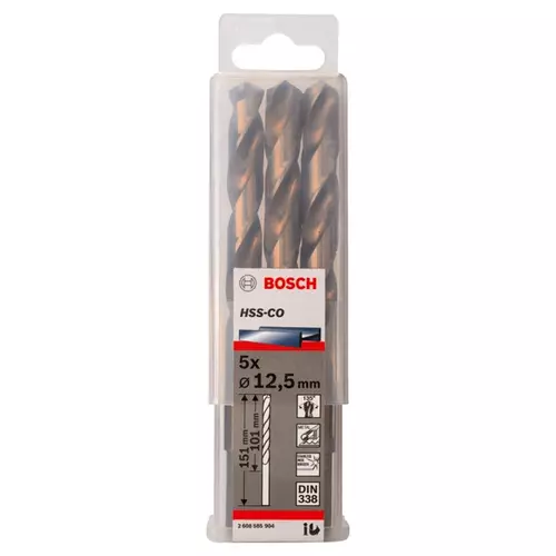 BOSCH Špirálový vrták do kovu PRO Stainless Steel HSS-Co, 12,5 × 101 × 151 mm, 5 ks (19)