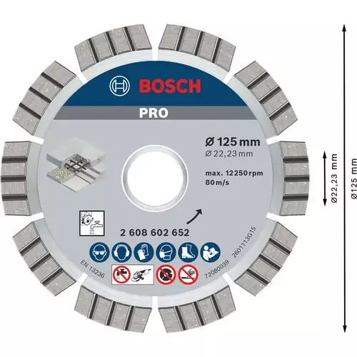 BOSCH Diamantový kotúč PRO Concrete, 125 x 22,23 mm (5)