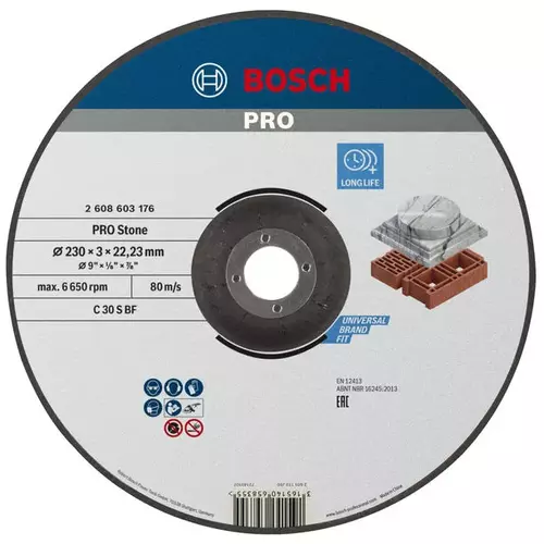 BOSCH Rezací kotúč PRO Stone, 230 × 3 × 22,23 mm, so stlačeným stredom (4)