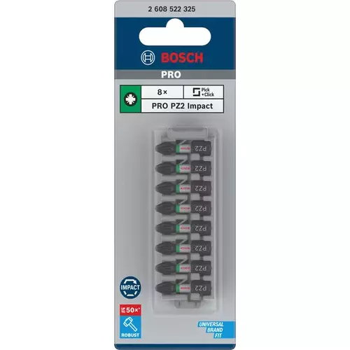 BOSCH Bit PRO Pozidriv Impact, PZ2, 25 mm, 8 ks (3)