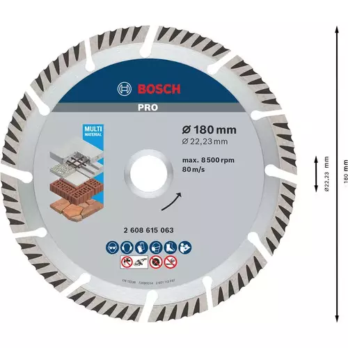 BOSCH Diamantový kotúč PRO Multi Material, 180 x 22,23 mm (5)