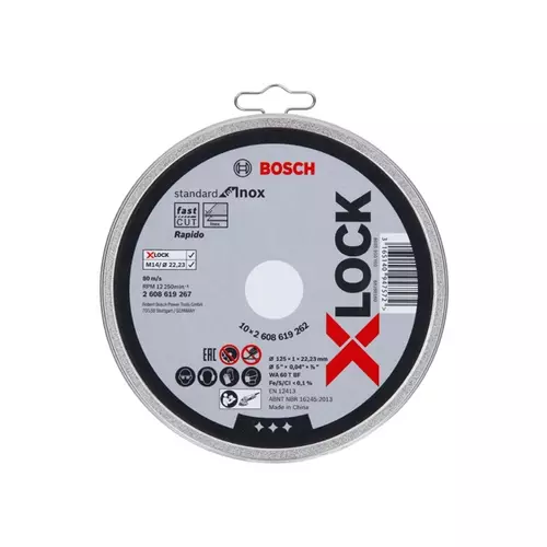 BOSCH Rezací kotúč PRO Stainless Steel and Metal, 125 × 1 × 22,23 mm, X-LOCK, rovný (22)