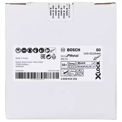 BOSCH Fíbrový kotúč PRO R574 X-Lock, 115 mm, G80 (23)