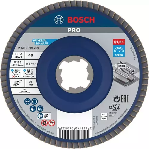 BOSCH Lamelový brúsny kotúč PRO X571, 125 mm, G40, X-LOCK