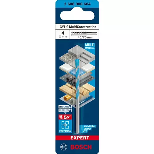 BOSCH Vrták EXPERT CYL-9 MultiConstruction 4 × 40 × 75 mm (3)