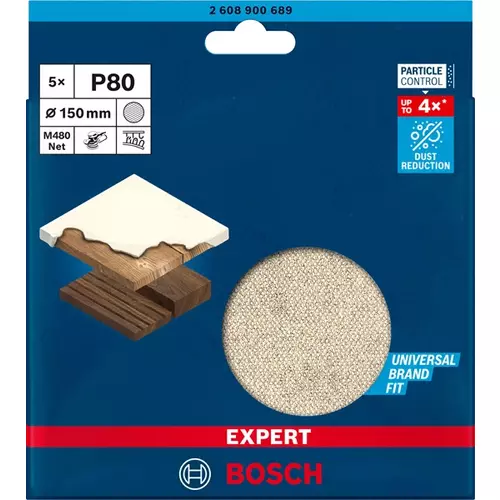 BOSCH Brúsny papier EXPERT M480 pre excentrické brúsky, 150 mm, zrnitosť 80, 5 ks (3)