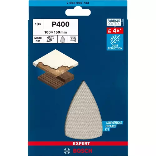 BOSCH Brúsny papier EXPERT M480 pre viacúčelové brúsky, 100 x 150 mm, zrnitosť 400, 10 ks (3)