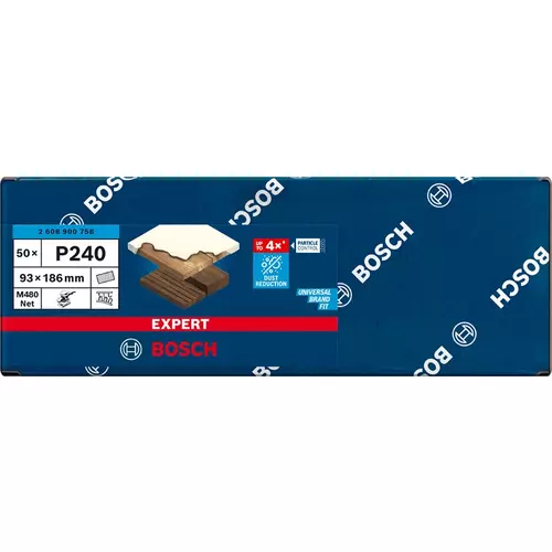 BOSCH Brúsny papier EXPERT M480 pre orbitálne brúsky, 93 x 186 mm, zrnitosť 240, 50 ks (3)