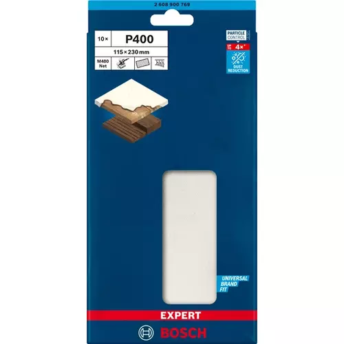 BOSCH Brúsny papier EXPERT M480 pre orbitálne brúsky, 115 x 230 mm, zrnitosť 400, 10 ks (3)