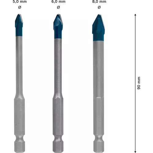 BOSCH 3-dielna sada vrtákov EXPERT HardCeramic HEX-9 5, 6, 8 mm (5)