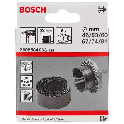 BOSCH 6-dielna sada fréz na diery, 46 – 81 mm (3)