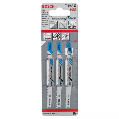 BOSCH List do priamočiarej píly PRO Metal thick and thin T123XF, 100 mm, 3 ks (21)