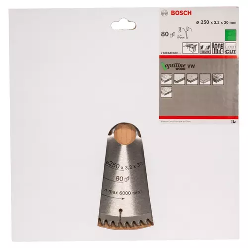 BOSCH Kotúč PRO Wood na drevo pre okružné píly, 250 x 3,2 x 30 mm (20)