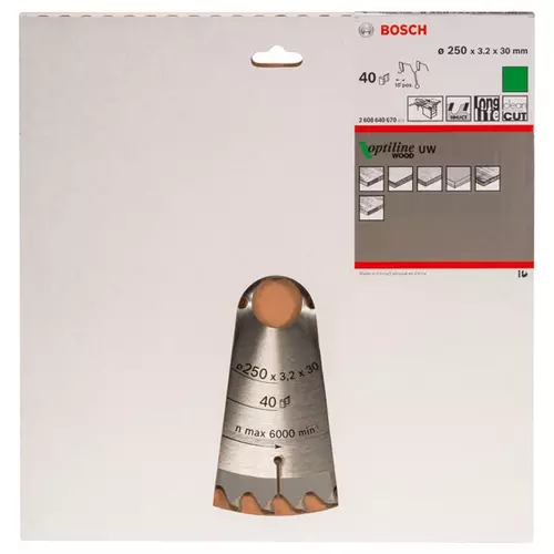 BOSCH Kotúč PRO Wood na drevo pre okružné píly, 250 x 3,2 x 30 mm (20)