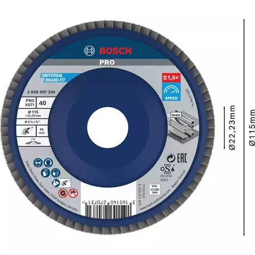 BOSCH Lamelový brúsny kotúč PRO X571, 115 mm, G40 (3)