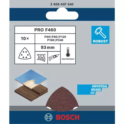 BOSCH Brúsny papier PRO F460, 93 x 93 mm, G60, G80, G120, G180, G240, 10 ks (3)