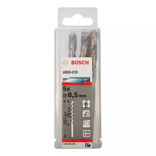 BOSCH Špirálový vrták do kovu PRO Stainless Steel HSS-Co, 8.5 × 75 × 117 mm, 5 ks (19)