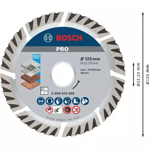 BOSCH Diamantový kotúč PRO Multi Material, 125 x 22,23 mm (5)