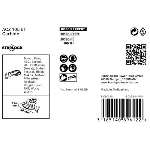 BOSCH Multifunkčný list EXPERT MultiMaterial Segment Blade ACZ 105 ET, 5 ks (2)