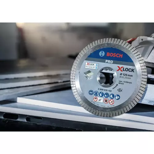 BOSCH Diamantový kotúč PRO Ceramic X-Lock, 125 x 22,23 mm, 22,23 mm (16)