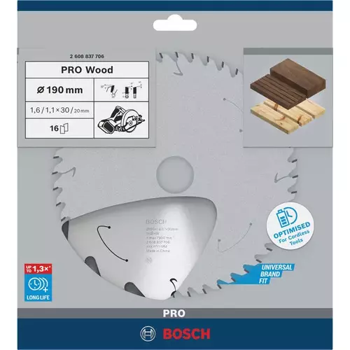 BOSCH Kotúč PRO Wood cordless na drevo pre akumulátorové okružné píly, 190 x 1,6 x 30 mm (4)