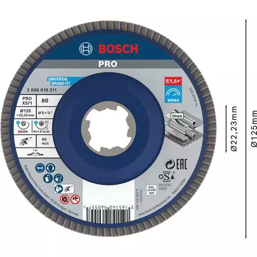 BOSCH Lamelový brúsny kotúč PRO X571, 125 mm, G80, X-LOCK (3)