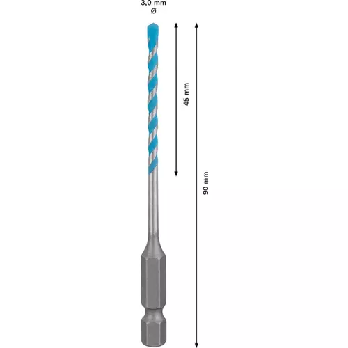 BOSCH Vrták EXPERT HEX-9 MultiConstruction 3 × 45 × 90 mm