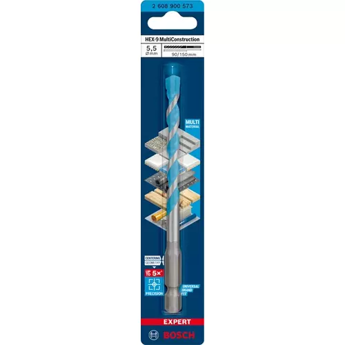 BOSCH Vrták EXPERT HEX-9 MultiConstruction, 5,5 × 90 × 150 mm (3)