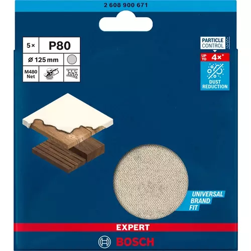 BOSCH Brúsny papier EXPERT M480 pre excentrické brúsky, 125 mm, zrnitosť 80, 5 ks (3)