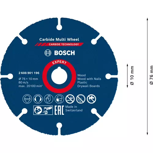 BOSCH Rezací kotúč EXPERT Carbide Multi Wheel, 76 mm, 10 mm