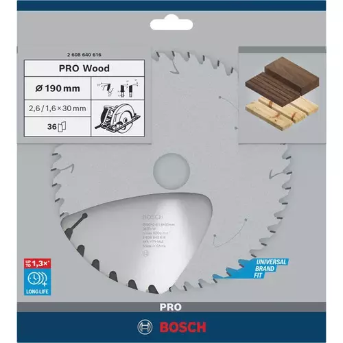 BOSCH Kotúč PRO Wood na drevo pre okružné píly, 190 x 2,6 x 30 mm (4)