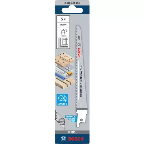 BOSCH Pílový list PRO Window Demolition S 611 DF 1,25 x 19 x 150 mm, 5 ks (3)