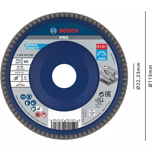 BOSCH Lamelový brúsny kotúč PRO X571, 115 mm, G60 (3)