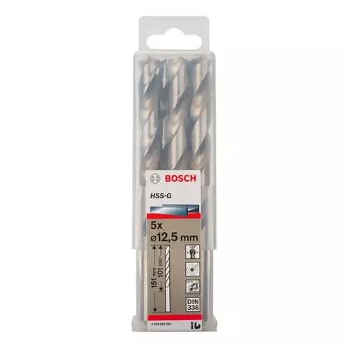 BOSCH Špirálový vrták PRE Metal HSS-G štandardnej dĺžky, 12,5 × 101 × 151 mm, 5 ks (19)