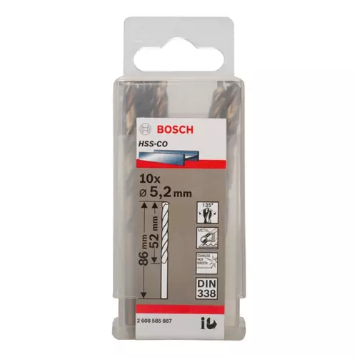 BOSCH Špirálový vrták do kovu PRO Stainless Steel HSS-Co, 5.2 × 52 × 86 mm, 10 ks (19)