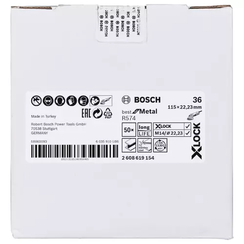 BOSCH PRO R574 X-Lock Fiber Disc, 115 mm, G36 (23)