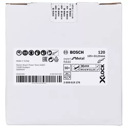 BOSCH Fibrové brúsne kotúče X-LOCK, Ø125 mm, G 120, R444, Expert for Metal, 1 ks (2)