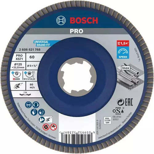 BOSCH Lamelový brúsny kotúč PRO X571, 125 mm, G60, X-LOCK