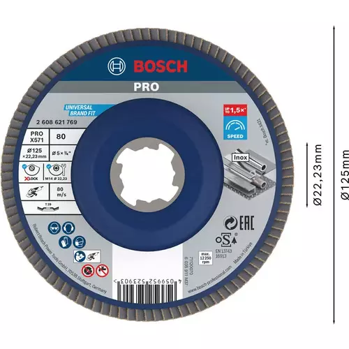 BOSCH Lamelový brúsny kotúč PRO X571, 125 mm, G80, X-LOCK (3)