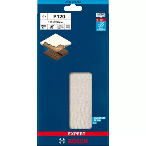 BOSCH Brúsny papier EXPERT M480 pre orbitálne brúsky, 115 x 230 mm, zrnitosť 120, 10 ks (3)