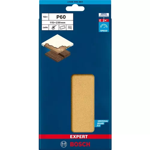 BOSCH Brúsny papier EXPERT C470 so 14 otvormi pre orbitálne brúsky 115 x 230 mm, zrnitosť 60, 10 ks (3)