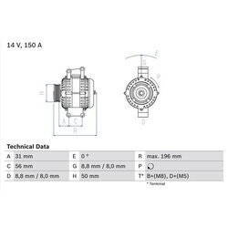 Alternátor BOSCH 0 986 043 910