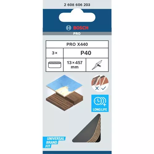 BOSCH Brúsny pás PRO X440, 13 × 457 mm, G40, 3 ks (3)