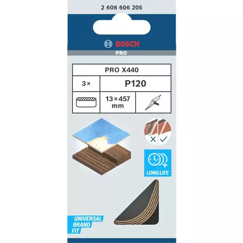 BOSCH Brúsny pás PRO X440, 13 × 457 mm, G120, 3 ks (3)